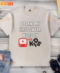 Official I Learnt My First Swear Word On Kids YouTube washed t-shirt in vibrant colors, perfect for playful kids' fashion.