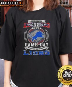 Official Detroit Lions football ladies tee for game day, perfect for Arkansas fans showing team spirit.
