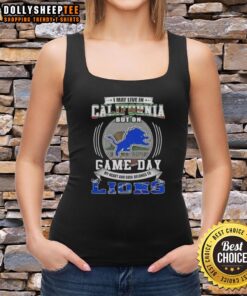 Detroit Lions football tank top design for fans living in California, perfect for game day style and team spirit.