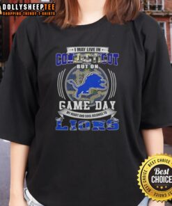 Detroit Lions football ladies tee for game day, perfect for fans living in Connecticut. Show your team spirit!