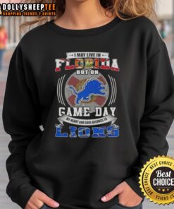Alt Text: Official Detroit Lions Football sweatshirt for game day, perfect for fans living in Florida.