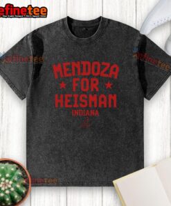 Official Indiana Hoosiers Football Fernando Mendoza For Heisman washed t-shirt, featuring team colors and logo design.