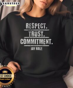 Official Jay Hale Respect Trust Commitment Sweatshirt in navy blue, featuring a stylish logo and comfortable fit.