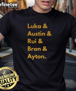 Official Los Angeles Lakers 2025 Line Up Name T-Shirt featuring player names and team colors, perfect for fans.