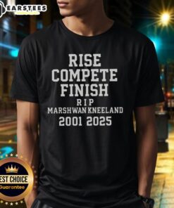 Alt Text: Official Marshawn Kneeland Rise Compete Finish Rip 2001 2025 T-Shirt featuring a bold graphic and vibrant colors.