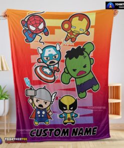 Official Marvel SuperHero Avengers Skull Friends Birthday Cute Blanket Fleece Customized Blanket