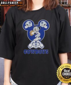 Official Mickey Hands Heart Love Dallas Cowboys Football Ladies Tee, featuring a playful design for fans.