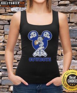 Alt Text: Official Mickey Hands Heart Love Dallas Cowboys Football Tank Top featuring a stylish design for fans.