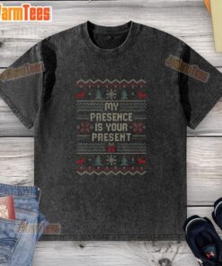 Alt Text: Official My Presence Is Your Present washed t-shirt featuring a stylish design and comfortable fit for everyday wear.