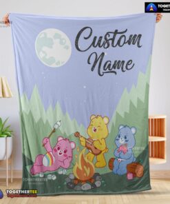 Official Nelvana The Care Bears Family Camping Fleece Blanket Customize Blanket