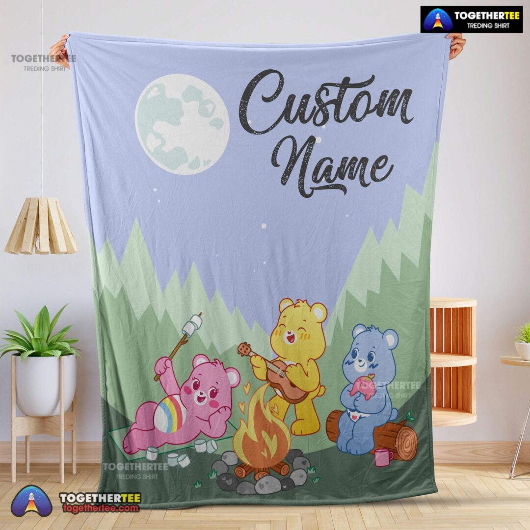 Official Nelvana The Care Bears Family Camping Fleece Blanket Customize Blanket