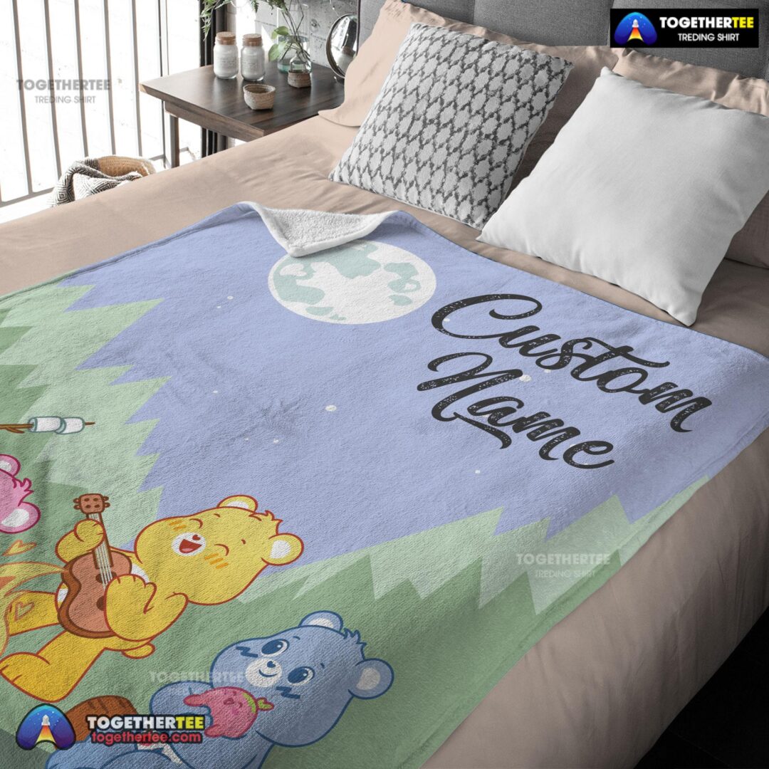 Official Nelvana The Care Bears Family Camping Fleece Blanket Customize Blanket