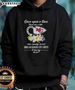 Alt Text: Official hoodie featuring 'Once Upon A Time There Was A Girl Who Loved Horses and Kansas City Chiefs' design.