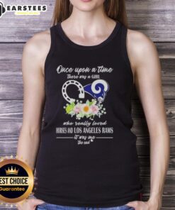 Official tank top featuring 'Once Upon A Time' theme with a girl, horses, and Los Angeles Rams logo. Perfect for fans!