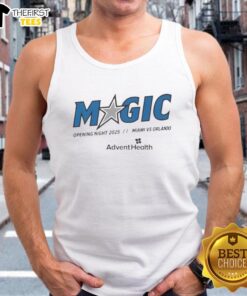 Official Orlando Magic Opening Night 2025 tank top featuring vibrant team colors and logo design.