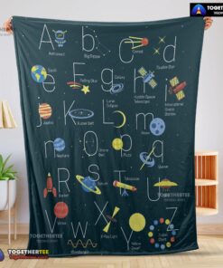 Official Outer Space Alphabet Poster Cute A To Z Astronomy Fleece Blanket