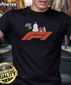 Official Peanuts Las Vegas Grand Prix F1 T-Shirt featuring iconic Peanuts characters and vibrant racing graphics.