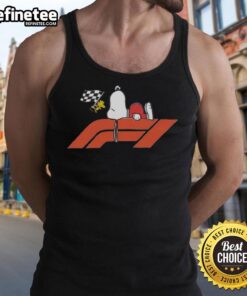 Official Peanuts Las Vegas Grand Prix F1 Tank Top featuring iconic Peanuts characters and vibrant racing design.