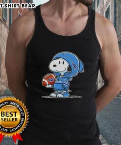 Alt Text: Snoopy in a Tennessee Titans hoodie smiles at fans, showcasing the Official Peanuts Tank Top design.