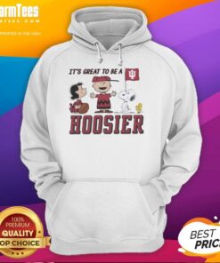 Official Peanuts X Indiana 'It's Great To Be A Hoosier' Hoodie featuring iconic characters and vibrant colors for fans.