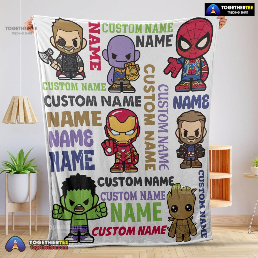 Official Personalized Marvel Superheroes And Thanos Blanket Fleece Customized Blanket-mk-01