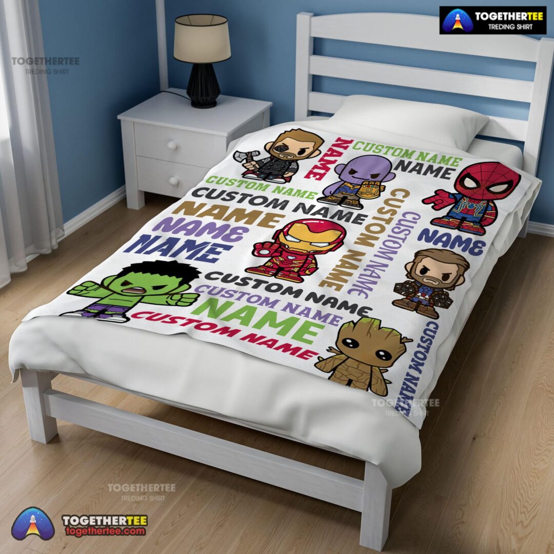 Official Personalized Marvel Superheroes And Thanos Blanket Fleece Customized Blanket-mk-02