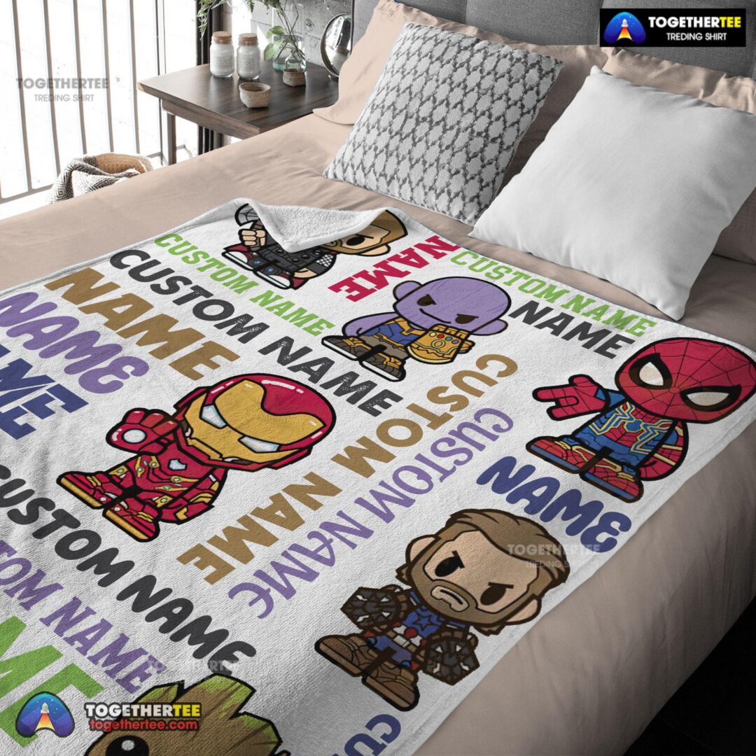 Official Personalized Marvel Superheroes And Thanos Blanket Fleece Customized Blanket-mk-03