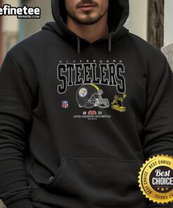 Official Pittsburgh Steelers Football AFC North Division Est. 1933 logo hoodie featuring team colors and design.