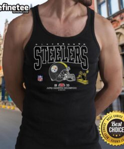 Official Pittsburgh Steelers Football AFC North Division Est. 1933 logo tank top featuring team colors and emblem.