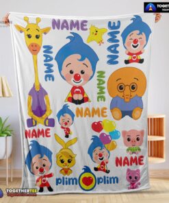 Official Plim Plim & Friends Collage Cute Blanket Fleece Customized Blanket