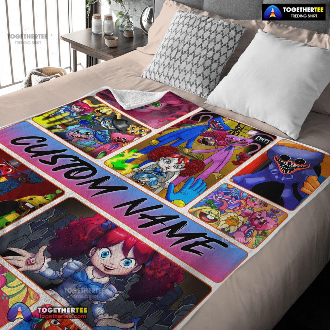 Official Poppy Playtime Miss Poppy With Friends Horror Blanket Fleece Customized Blanket-mk-03