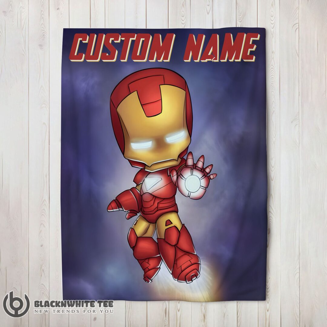 Official Premium Superhero Marvel Avenger Chibi Iron Man Blanket Fleece Customized Blanket-mk-01 (2)