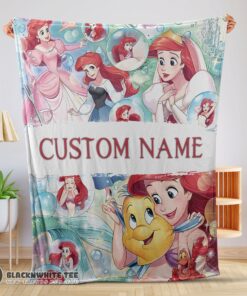 Official Premium The Little Mermaid Blanket Ariel Princess Fleece Family Princess Customized Blanket