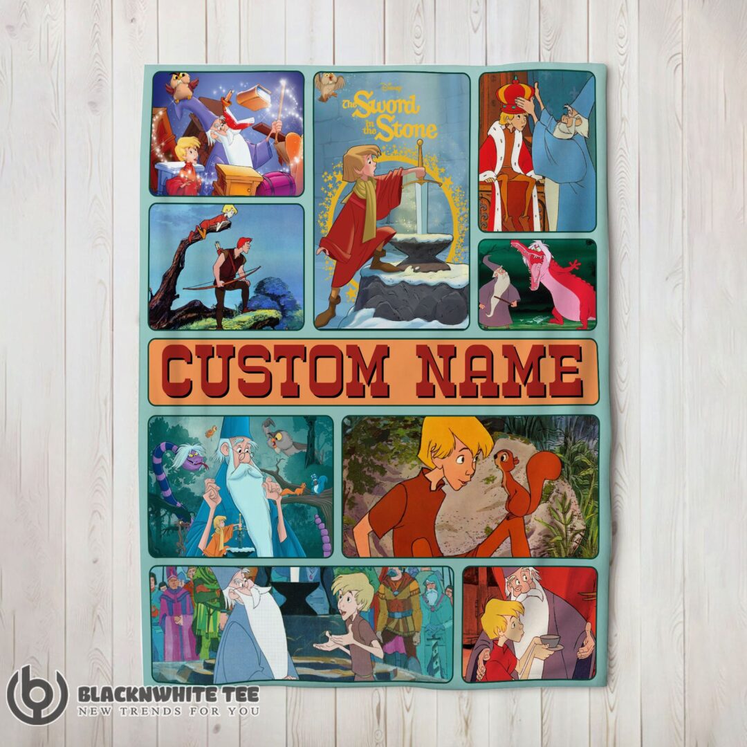 Official Premium The Sword In The Stone Magical Journey Collage Blanket Fleece Customized Blanket-mk-0