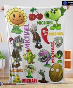 Official Pretty Plants Vs Zombies Characters Blanket Fleece Customized Blanket