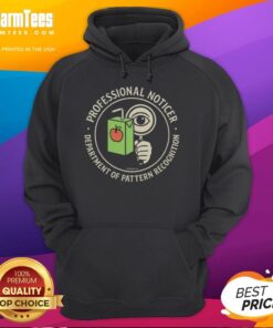 Official Professional Noticer Department of Pattern Recognition hoodie in black, showcasing unique design and logo.