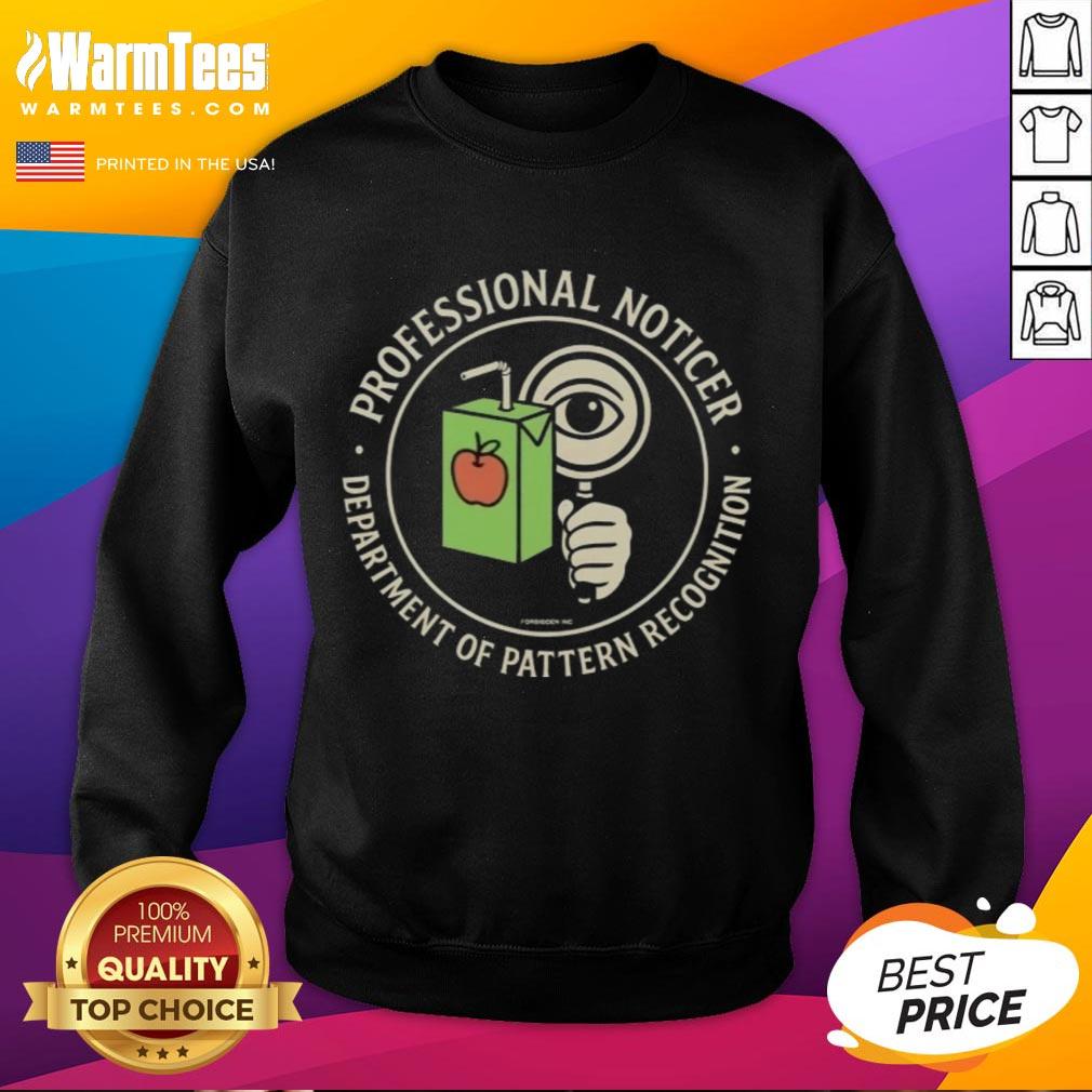 official-professional-noticer-department-of-pattern-recognition-sweatshirt Official Professional Noticer sweatshirt from the Department of Pattern Recognition, stylish and comfortable design.