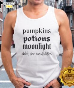 Official Pumpkins & Potions Moonlight tank top featuring a whimsical design perfect for Halloween festivities.