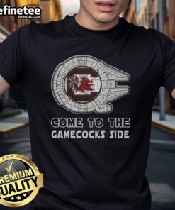 Star Wars themed South Carolina Gamecocks t-shirt featuring iconic characters and team logo, perfect for fans.