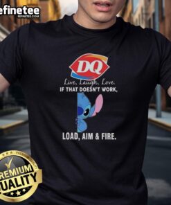 Official Stitch X Dairy Queen Live Laugh Love T-Shirt with playful slogan, perfect for fun and casual wear.