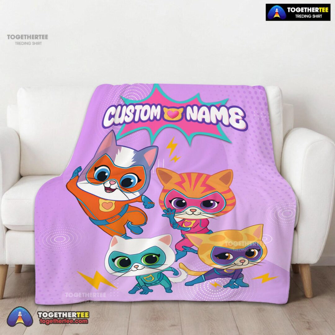 Official Super Kitties Assemble Feline Heroes In Action Blanket Fleece Customized Blanket-mk-01