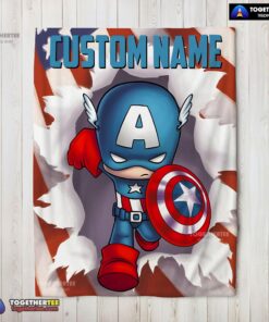Official Superhero Marvel Avenger Chibi Captain America Blanket Fleece Customized Blanket
