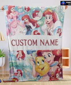 Official The Little Mermaid Blanket Ariel Princess Fleece Family Princess Customized Blanket