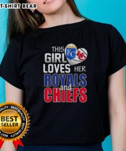 Official This Girl Loves Her Missouri Sports Royals and Chiefs Ladies Tee featuring vibrant team logos and a stylish design.