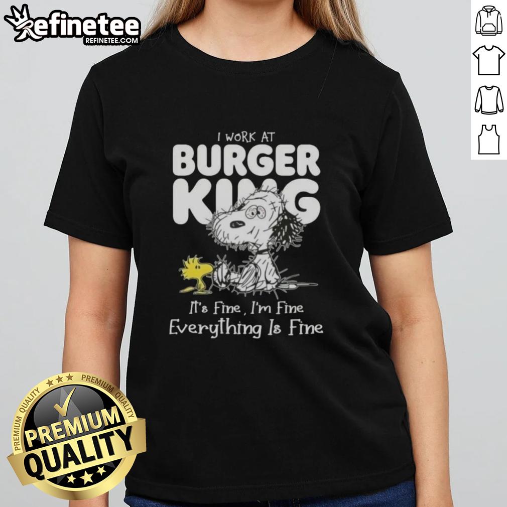 official-tired-snoopy-and-woodstock-i-work-at-burger-king-its-fine-im-fine-everything-is-fine-ladies-tee Alt Text: Official Tired Snoopy and Woodstock graphic on a ladies tee, featuring 'I Work At Burger King, It's Fine' slogan.