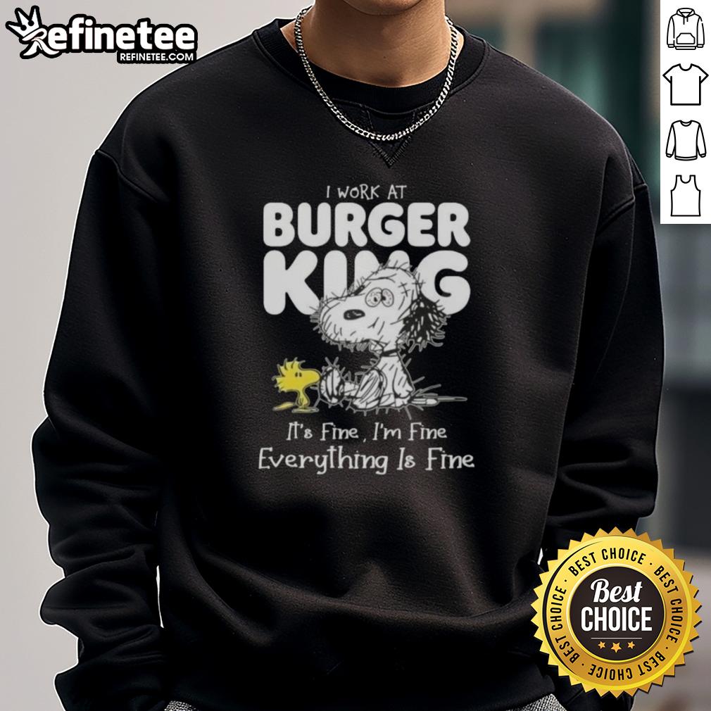 official-tired-snoopy-and-woodstock-i-work-at-burger-king-its-fine-im-fine-everything-is-fine-sweatshirt Alt Text: Tired Snoopy and Woodstock on a sweatshirt with I work at Burger King, it's fine, I'm fine, everything is fine text.