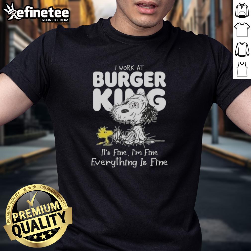 official-tired-snoopy-and-woodstock-i-work-at-burger-king-its-fine-im-fine-everything-is-fine-t-shirt-1 Alt Text: Official Tired Snoopy and Woodstock graphic on 'I Work At Burger King It's Fine I'm Fine Everything Is Fine' T-shirt.
