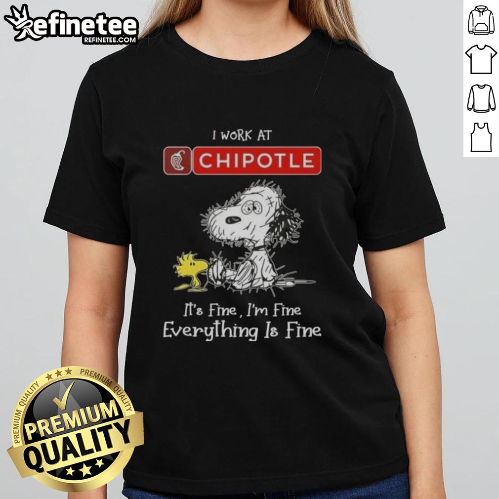 official-tired-snoopy-and-woodstock-i-work-at-chipotle-mexican-grill-its-fine-im-fine-ladies-tee Official Tired Snoopy and Woodstock I Work at Chipotle Mexican Grill Ladies Tee showcasing fun cartoon design.