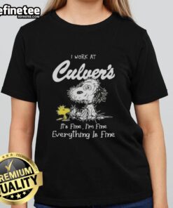Official Tired Snoopy and Woodstock I Work At Culver's Tee featuring a humorous design for dedicated fans.