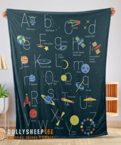 Official Top Outer Space Alphabet Poster Cute A To Z Astronomy Fleece Blanket